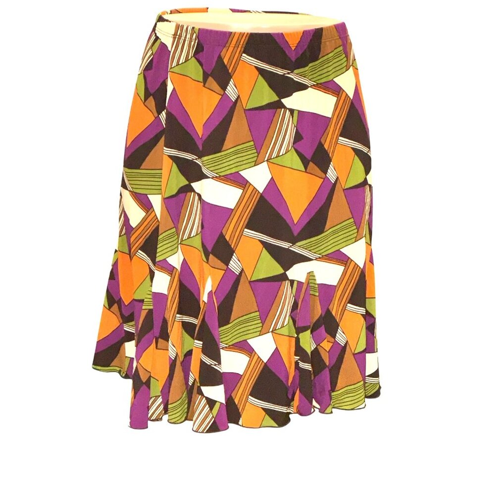 Briggs New York Vintage Inspired Geometric Flare Skirt Abstract Midi Style Sz M - Picture 1 of 12